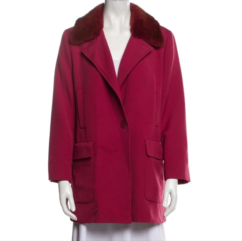Gianfranco Ferre Vintage Pink Mink Trim Coat (US 10)